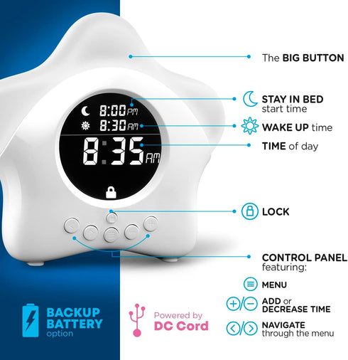 Kids Sleep Trainer Clock with Night Light