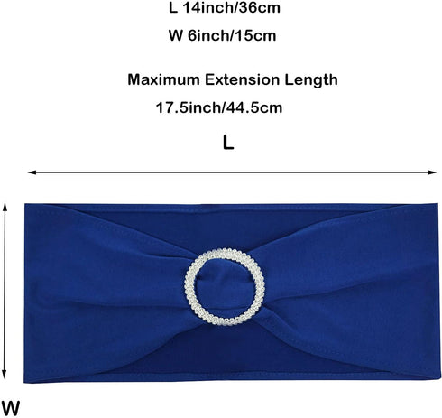 50PCS Spandex Chair Sashes Bands Stretch Chair Ties Bows with Buckle Slider for Wedding Party Banquet Decoration (Royal