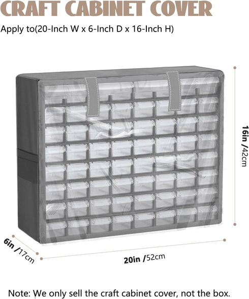Waterproof Craft Cabinet Cover, Heavy Duty Dustproof StorageCraft Box Cover. Fits 20"W x 6"D x 16"H-Only Cover