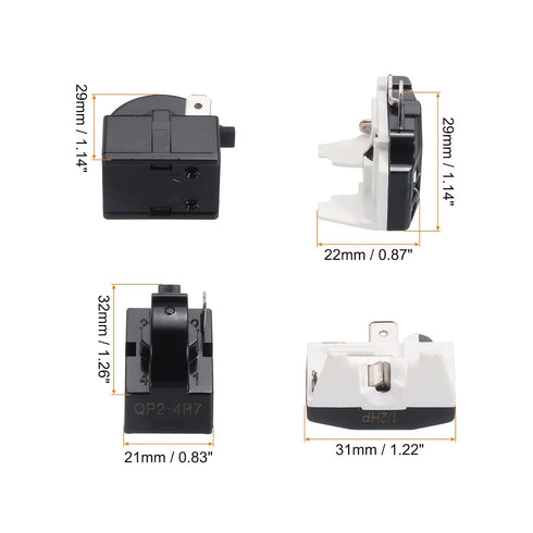 MECCANIXITY 4pcs Refrigerators PTC Starter Relay 1 Pin 4.7 Ohm Overload Protector 1/2HP for Fridges Beverage Freezers
