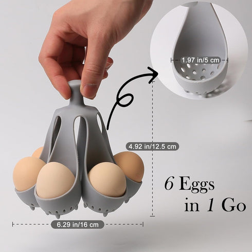 Dacthuw 6 Silicone Egg Boiler Rack for Hard Soft Boiled Eggs, Food Grade Silicone Egg Boiler Cooker with Holders
