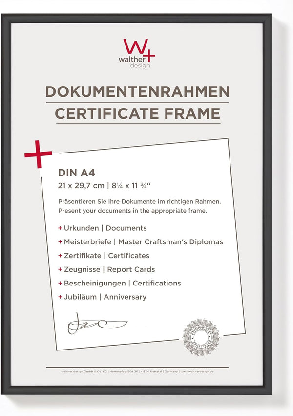 Walther Design KV130B Picture Frame, 8.25 x 11.75 inch (21 x 29.7 cm), Black