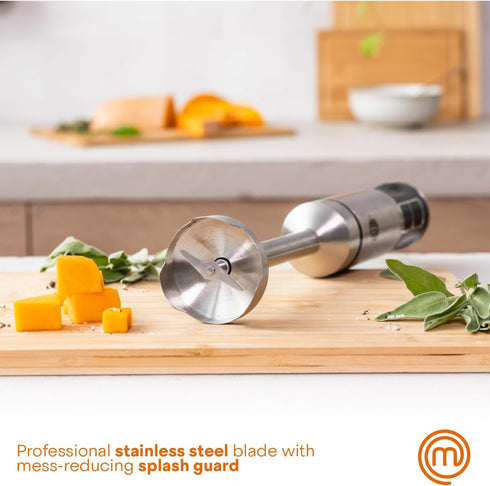 MasterChef Immersion Blender Handheld, Stainless Steel Blending Stick Emulsifier, 400W Motor for Baby Food, Soup, Sauces