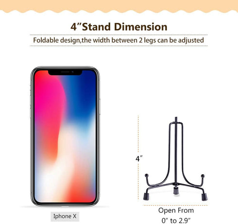 LIONWEI LIONWELI 4inch Upgraded Anti-Slip Iron Plate Display Stand - 2 Pack Black Easel Holders