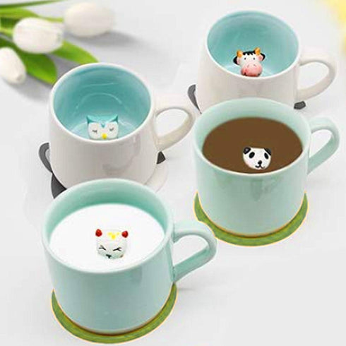 Lucky Cat 3D Cute Cartoon Animal Ceramics Coffee Cup, 8 OZ Mug for World's Greatest Father