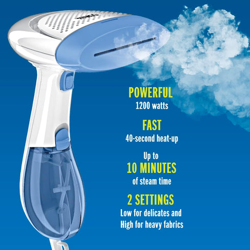 Conair Handheld Garment Steamer for Clothes, ExtremeSteam 1200W, Portable Design, White/Blue