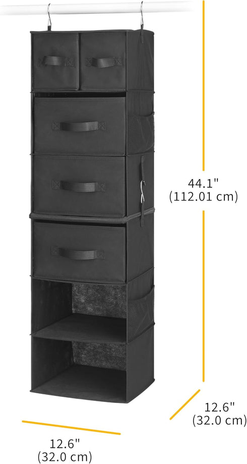 5 Closet Whitmor Multi-Functional Hanging Organizer with Drawer Inserts- Section - Organizer - Black