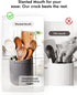 AISBUGUR Large Grey Ceramic Utensil Holder, 7.5" H×6.3" W with Non-Slip Cork Base for Kitchen Counter