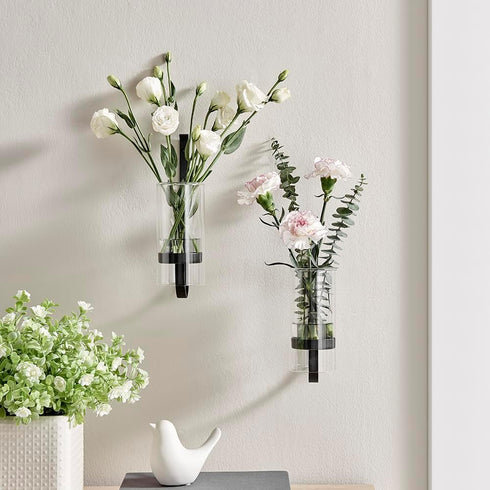 Set 2 of Hanging Glass Vases with Metal Stand - Stylish Plant Holder