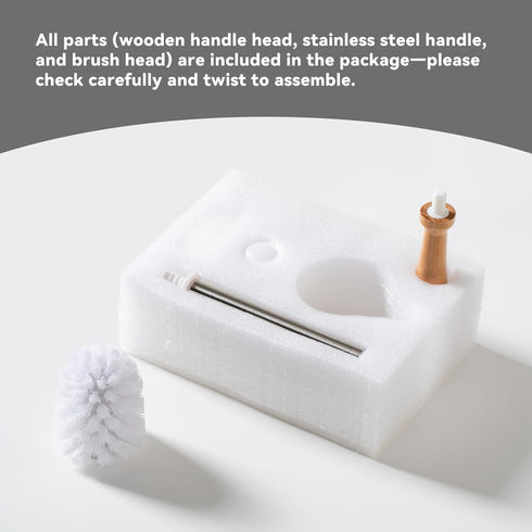 Set 7.5" Toilet Brush Holder - Ceramic Silver Toilet Scrubber Brush with Duck Base, Bathroom Cleaning Brush, Cute