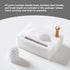 Set 7.5" Toilet Brush Holder - Ceramic Silver Toilet Scrubber Brush with Duck Base, Bathroom Cleaning Brush, Cute