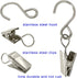 Stainless Steel S Hooks Curtain Clips, 50 Pack Hanging Party Lights Clips, 2.4 Inch Long Hangers for Photo Art Craft