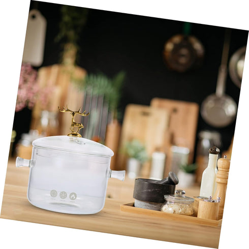 Multi-functional Glass Stewing Pot, Heat Resistant Cookware, Home Stew Pot for Kitchen, High Borosilicate Glass