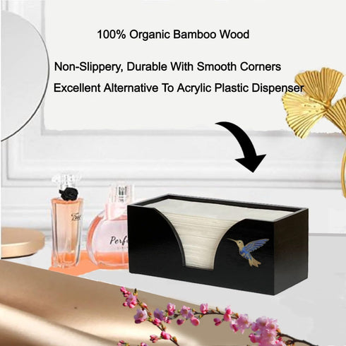 Kitchen Noble Countertop Hummingbird 9.7" 3.7" Hummingbird) Multifold Paper Towel Holder with Blue in Black Bamboo