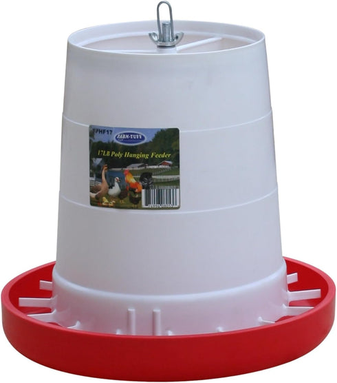 FARM-TUFF Hanging Poultry Feeder, 17lb Capacity - BPA-Free Plastic Chicken Feeder with