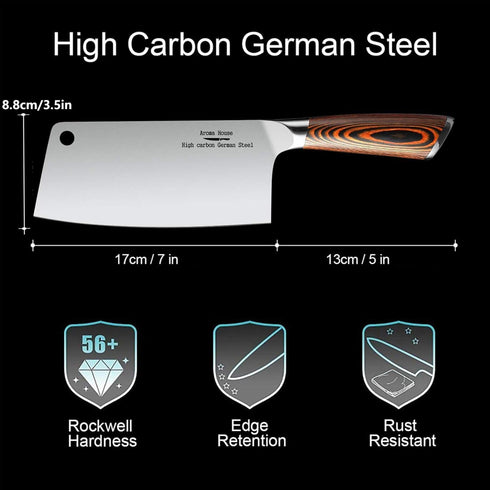 Ultra Sharp 7 inch Cleaver Knife, High Carbon German Stainless Steel Butcher Knife for Kitchen and Restaurant
