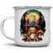 Wizard Frog Enamel Camp Mug, Celestial Nature Outdoor Camping Coffee Cup, Mystical Moon Stars, 12oz Goblinecore Gifts