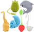 Creative Cute Animal Eco-friendly Silicone Tea Infuser Strainer Set of 6 PCS, Elephant, Shark, Swan, Squirrel,