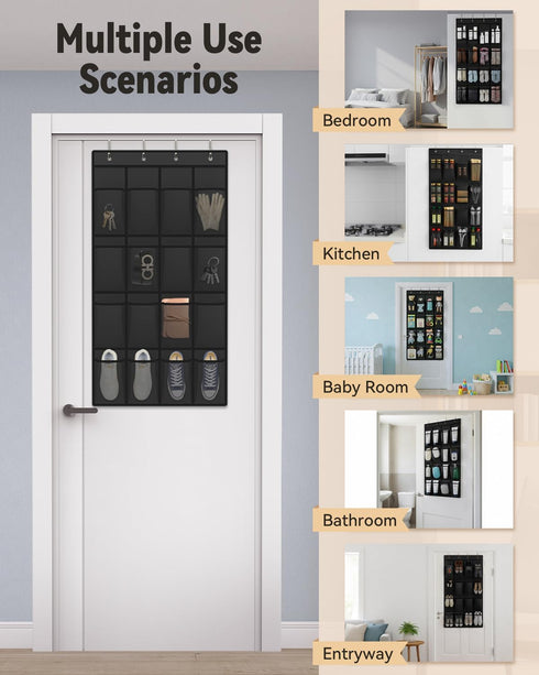 16 Closet 4 dodowin Over the Door Shoe Organizer Rack, Large Breathable Mesh Pockets, Foldable Hanging Storage Holder