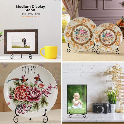 BetterJonny 6 Pack 8" Iron Display Stand, Upgraded Anti-Slip Plate Display Stand for Displaying Pictures, Photo Frames, Book and Tabletop Artworks