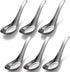 Soup Spoons Stainless Steel Dinner Spoons Set of 6 Chinese Soup Spoon Mirror Polished Asian Soup Spoons for Bouillon Dessert Cereal Thai Miso Ramen