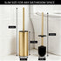 Set, 304 Toilet Brush and Holder NEWRAIN Stainless Steel Toilet Brush with Long Brush Handle, Brushed Gold Toilet