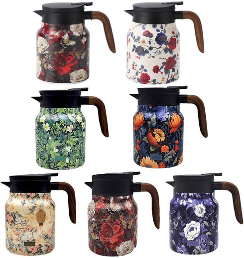 TBHAPY handle,35oz) Vintage Floral Pattern Tea Pots Built-in Infuser,Vintage Floral Teapot with Built In Infuser