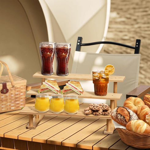 3 Stand3 Tier1Pack CROISSANT Bamboo and Wood Tier Cupcake Stand, Food Display Risers for Party , Statues and Lego