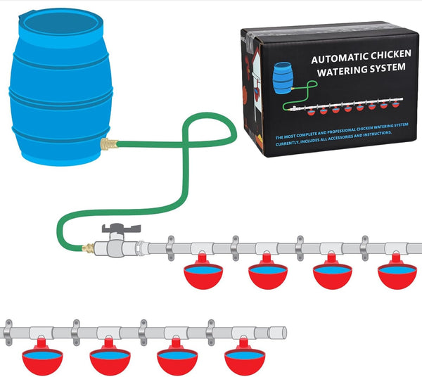 Automatic Chicken Watering System with 1/2" PVC Pipe & Hose Connector Kit,
