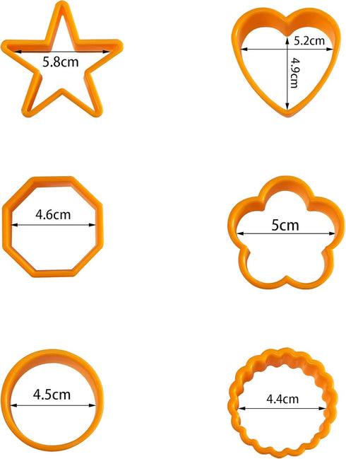 XIPEGPA 12PCS Color Plastic Cookie Cutters, Heart, Star, Triangle for Vegetable and Fruit Cutting
