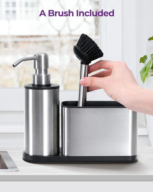 Set 3 1, Countertop ODesign Kitchen Soap Dispenser - in Stainless Steel Dish Soap Dispenser with Sponge Holder, Dish