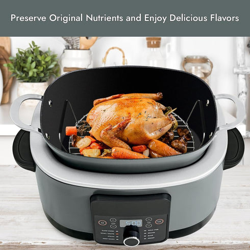 BYKITCHEN Roast and Steamer Rack, Compatible with Ninja Foodi Possible Cooker Pro 8.5 Quart Accessories
