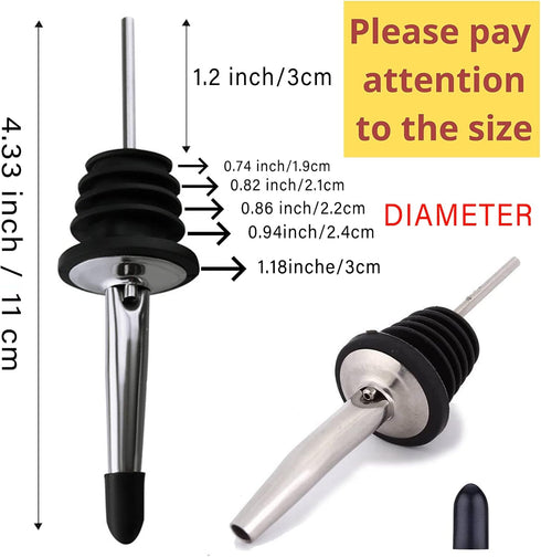 LanMa Olive Oil Spout Pourer, 2PCS Stainless Steel Liquor Bottle Pourers with Rubber Dust Caps