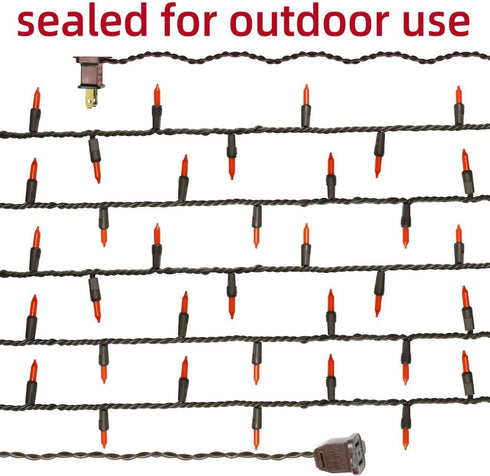 Bulb 100 Brown Wire,Orange,Incandescent Mini String Lights for Indoor Halloween Tree Home Party Festival Decoration