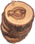 Holy Land Market Hand Carved Olive Wood Coaster Set of 5 Plus Base, Natural Wooden Coasters, 3.5 Inches
