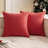Woaboy Set of 2 Red Outdoor Throw Pillow Covers, Decorative Waterproof Farmhouse Linen Cushion Cases 16x16 inch