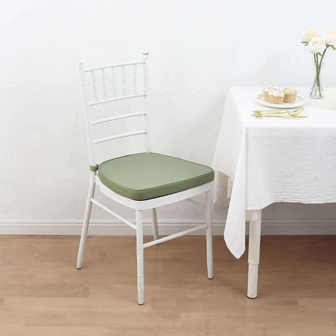 2" Efavormart Dusty Sage Green Chiavari Chair Pad, Memory Foam Seat Cushion with Ties and Removable Cover Thick