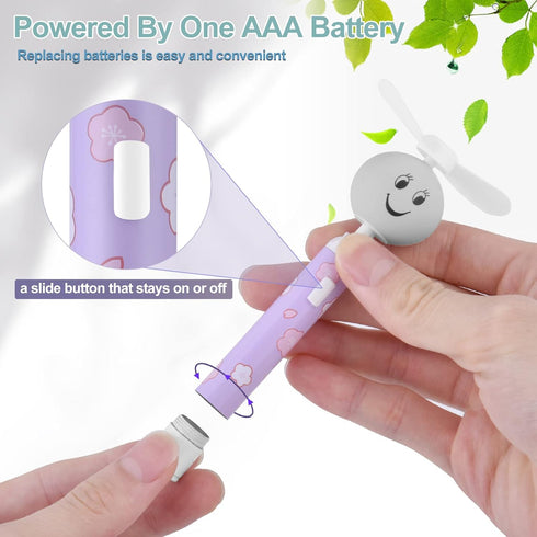 Small Portable Handheld Mini Fan, Creative Smiley Face Shaped Fan, Replaceable Battery Cute Little Fan for Girls, Kids,