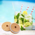 TOUSHI 4 Pcs Regular Mouth Bamboo Mason Jar Lids, Reusable Bamboo Caps with Straw Hole for Glass Canning Jars