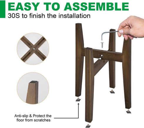 8 12 Inches 1 Pack) OERGKE Adjustable Plant Stand, Bamboo Mid Century Modern Indoor Plants Stands, Corner Flower Holder
