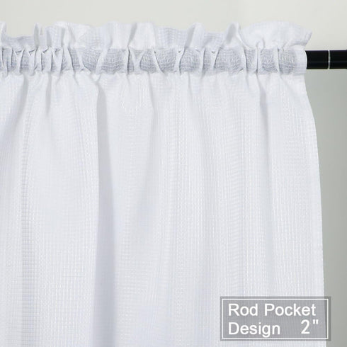 Curtain Valance, Waffle Weave Waterproof Window Valance for Bathroom, 60" x 15", White