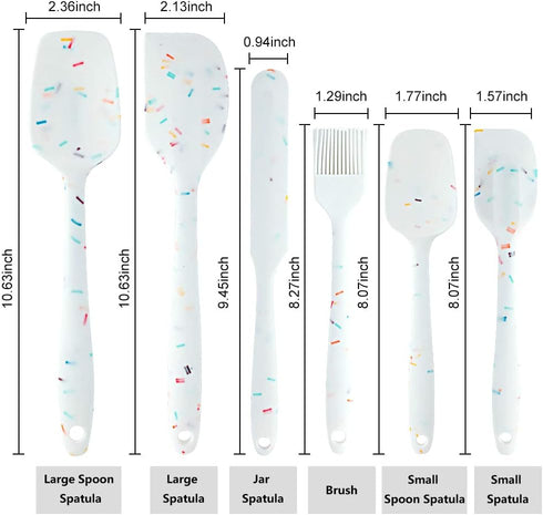 Silicone Spatula Set 6 Piece - Heat Resistant Rubber Spatulas for Baking, Cooking, Mixing Kitchen Utensils
