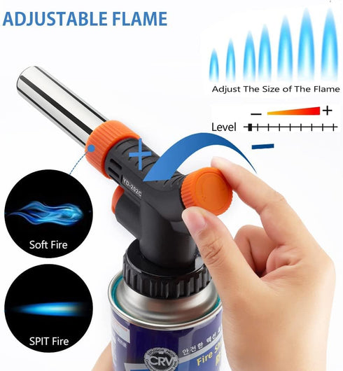 Butane Torch Kitchen Blow Lighter, Culinary Torches with Adjustable Flame for Creme Brulee, BBQ, Baking