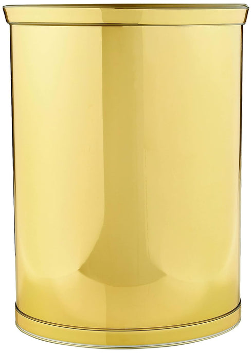 Kraftware Polished Brass Colored Mylar Designer 14” Oval Wastebasket for Home & Office