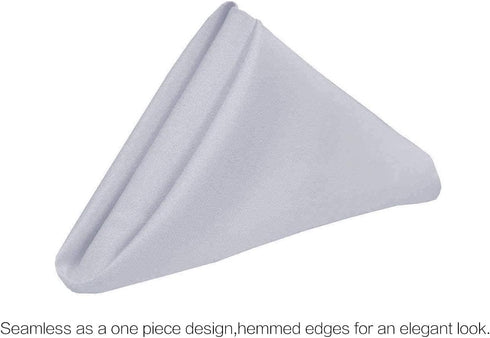 Surmente 20-Inch Polyester Cloth Napkins, Set of 12 for Weddings, Banquets, or Restaurants, Silver