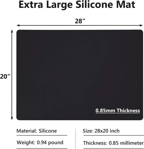 Gartful Extra Large Silicone Mats for Countertop, 28" by 20" Multipurpose Mat, Counter Table Protector, Desk Saver Pad, Placemat Nonstick Nonskid Heat-Resistant Pad, Black, 2PCS by Gartful