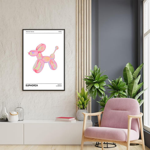 BNGFDV Retro Euphoria Canvas Wall Art, Minimalist Trendy Preppy Abstract Poster, Funky Pink Print for Girls Teen Room
