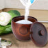 Solid Wood Jar Seasoning Pot with Spoon and Lid for Kitchen Storage Organizer