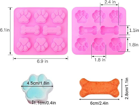 3-Pack Silicone Puppy Paw and Bone Molds for Treats