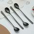 Black Long Handle Iced Tea Spoon Set of 12 Pieces, Titanium Plating Black Stainless Steel Teaspoons, Dishwasher Safe